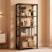 6 Tier Tall Bookshelf, Industrial Narrow Bookcase, Display Standing Shelf Units, Metal and Wood Storage Rack Organizer for Living Room, Home Office, Entryway, Kitchen, Rustic Brown
