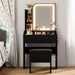 Black Vanity Desk With LED Illuminated MirrorStorage