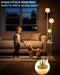 Gold Globe Floor Lamp 3-Lights Dimmable Floor Lamps with Tray 3000K Bulbs Included Unique Floor Lamp Candle Holder Style Modern Standing Lamps for Living Room/Bedroom