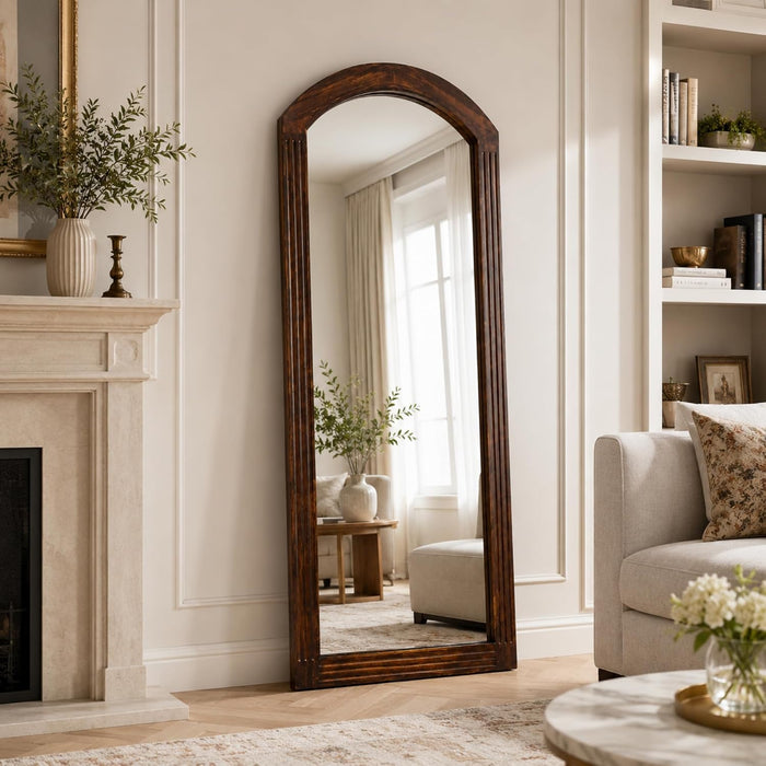 63" X 24" Arched Full Length Mirror with Solid Wood Frame