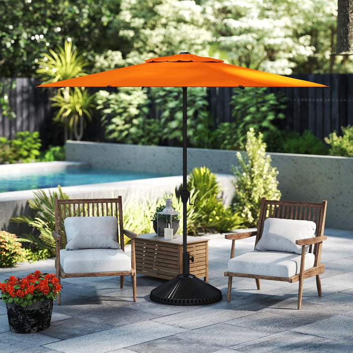 9FT Lyon Outdoor Patio Umbrella Outdoor Table Umbrella with Crank Market Umbrella 8 Sturdy Ribs UV Protection Waterproof and Push Button Tilt for Garden Deck Backyard Pool,Orange