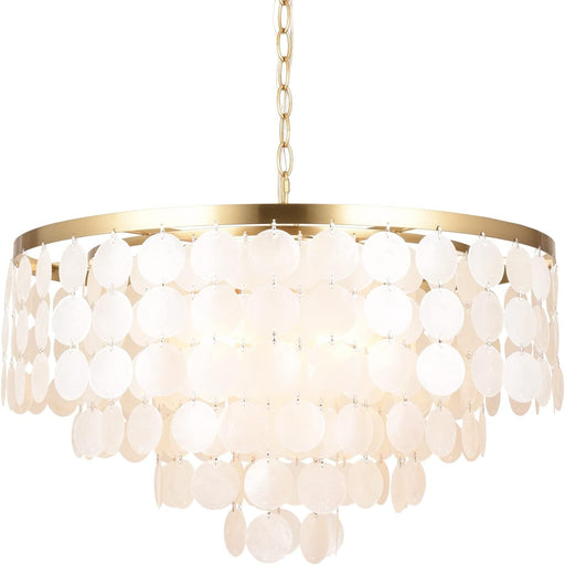 24 Inches Brushed Brass Finish FiveLight Chandelier