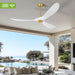 52 Inch Ceiling Fans without Lights, Wood Ceiling Fan No Light with Remote Control and DC Motor, Indoor Outdoor Ceiling Fan Morden Living Room Bedroom 3 Blades Propeller, White Gold