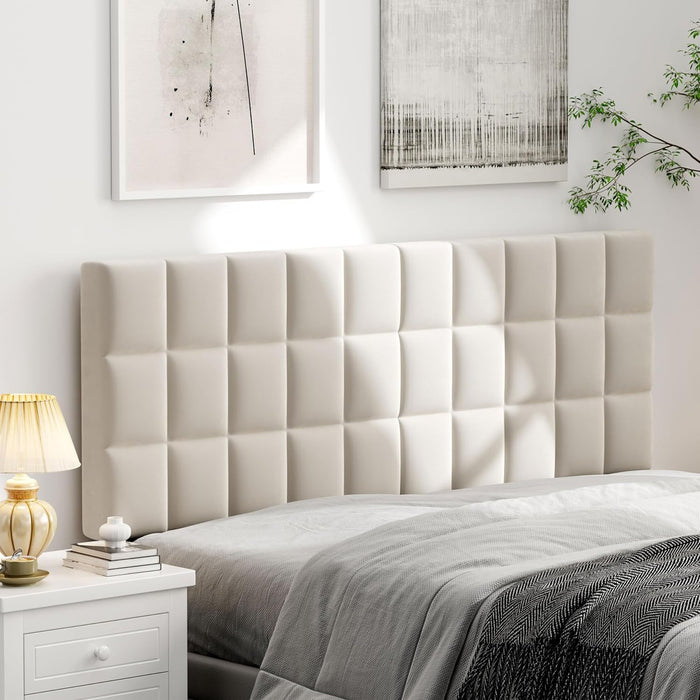 Velvet Upholstered Tufted King Size Headboard,Wood Head Board with Metal Legs, Adjustable Height from 42” to 56”, Bed Headboard in Modern Design,Backboard for Bed, Beige