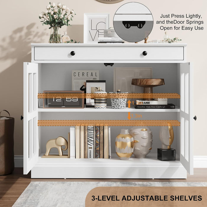 Sideboard Buffet Cabinet with Glass Doors and Adjustable Shelves