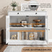 Sideboard Buffet Cabinet with Glass Doors and Adjustable Shelves