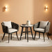 Dining Chair Set of 3, Swivel Rope Armchairs with Cushions and round Side Table with Tile Tabletop, Wicker, Indoor Outdoor Modern Style, Backyard, Balcony, Gray