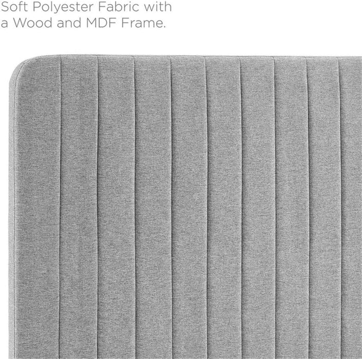 Channel Tufted Fabric King/California King Headboard - Light Gray