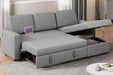 Sectional Sofa L-Shaped Sofa Couch Bed W/Chaise & USB, Reversible Couch Sleeper W/Pull Out Bed & Storage Space, 4-Seat Fabric Convertible Sofa, Pull Out Couch Light Gray