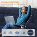 Recliner Sofa with Storage Console, Flip Middle Backrest Design 3-Seater Reclining Sofa with Storage Drawer, USB Ports & Cup Holders, Manual Couch for Living Room (Blue, 3 Seater + Console)