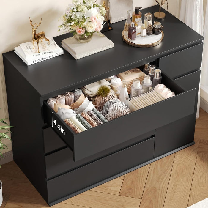 Black Dresser, Dresser for Bedroom, Wide Chest of Drawers