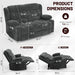 Loveseat Recliner Sofa, 2 Seater Minimalist Style Fabric Manual Pull Tab Reclining Loveseat with USB Charge Ports, Cup Holders, Recliner Love Seat Couches for Living Room, RV, Gray