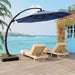 Outdoor Large round Aluminum Offset Umbrella, Heavy Duty Offset Umbrella with 360°Rotation, Offset Patio Cantilever Umbrellas with Base Included