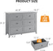 Grey 6 Drawer Dresser for Bedroom, Simply Modern Chest of Drawers, Wood Storage Double Dresser with Deep Drawers for Living Room, Hallway Entryway