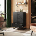 Black Dresser for Bedroom with 4 Drawers, Tall Dresser with Sturdy Metal Frame, Wood Chest of Drawers for Closet, Living Room, Hallway