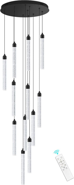 Black TwelveLight LED Dimmable Crystal Chandelier Fixture