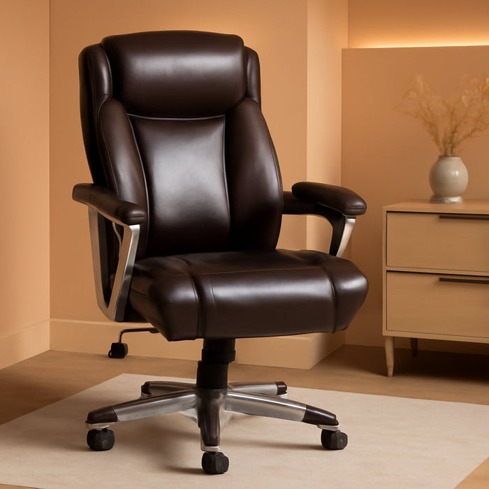Big & Tall Executive Office Desk Chair with Lumbar Support, Adjustable Height, 350 Lb Capacity, Brown Pewter Finish