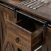 Industrial Farmhouse Buffet Cabinet, Kitchen Sideboard with Sliding Barn Doors, Three Drawers and Adjustable Shelves for Living Room, Rustic Brown