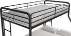 Dusty Metal Bunk Bed Frame for Kids, Teens, and Adults, with Angled Ladder, High Full Length Guardrail, Smooth Rounded Edges, No Boxspring Required, for Small Spaces, Twin-Over-Full, Black