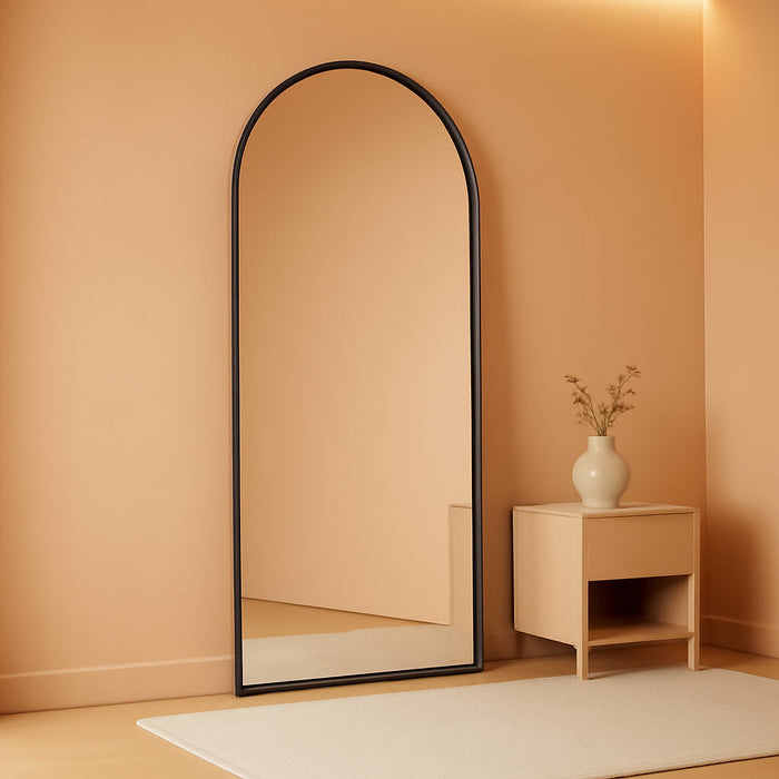 71" X 32" Arched Full Length Mirror, HD Tempered Glass Floor Mirror with Black Aluminum Frame, Standing/Leaning/Wall Mounted Mirror for Bedroom, Dressing Room & Living Room