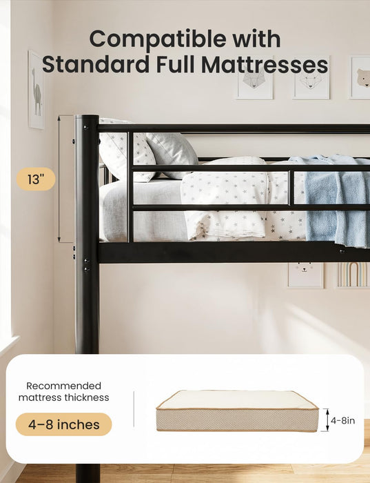 Black FullOverFull Metal BunkBed DetachableRails HeavyDuty