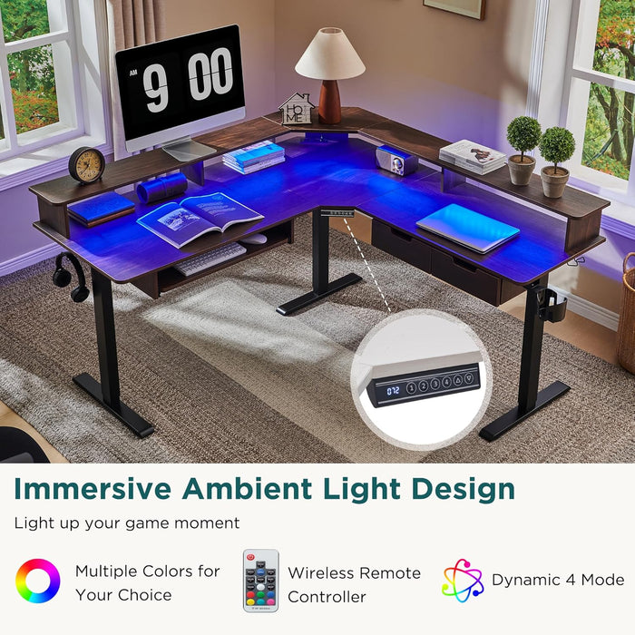 60Inch Elevated Electric Standing Desk Dark Walnut