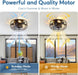 Farmhouse Caged Ceiling Fan with Light, Bladeless Flush Mount Fan Lights Ceiling Fixtures with Remote, 12 in 6 Speeds Indooor Lights for Kitchen, Living Room, Bedroom, Black