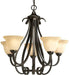 Elegant Transitional Chandelier Tea Stained Glass Bronze