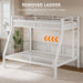 White Metal Bunk Bed TwinOverFull HeavyDuty Railings