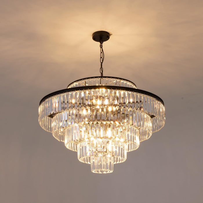 Crystal Chandelier Black Pendant Light 31Inch Luxury