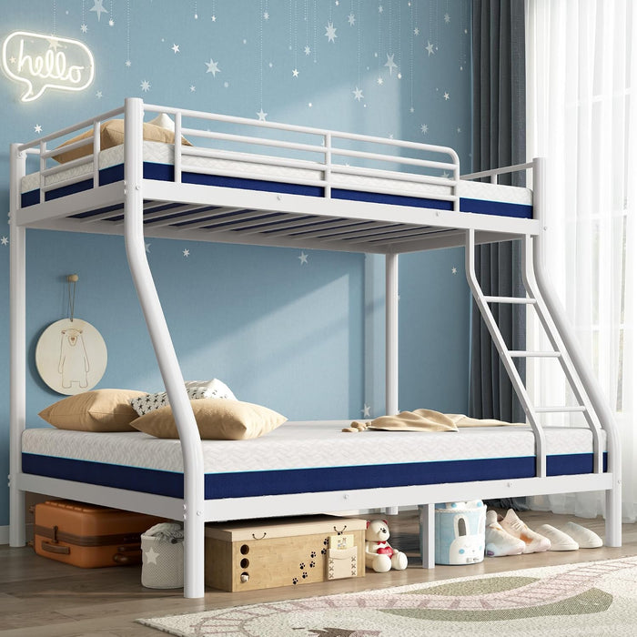 Twin over Full Bunk Bed Set with 6" Twin & Full Memory Foam | Sturdy Frame with Guardrails & Ladder, 400 Lbs Bunk, Space-Saving, Easy Assembly, Dorms for Adults.