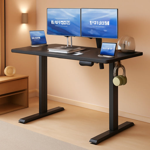 Standing Desk Adjustable Height Stand up Home Office Desk,‎ 48X24 Inch Electric Standing Computer Desk, with 4 Memory Presets, Headphone Hook, Cable Organizer, Black