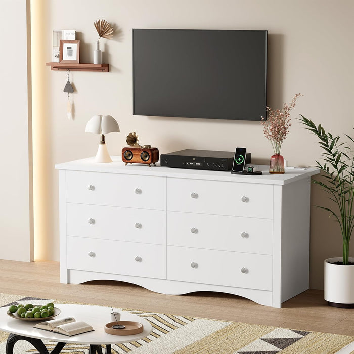 Eggshell WardrobeSystem USB Power Outlet 6 Drawers