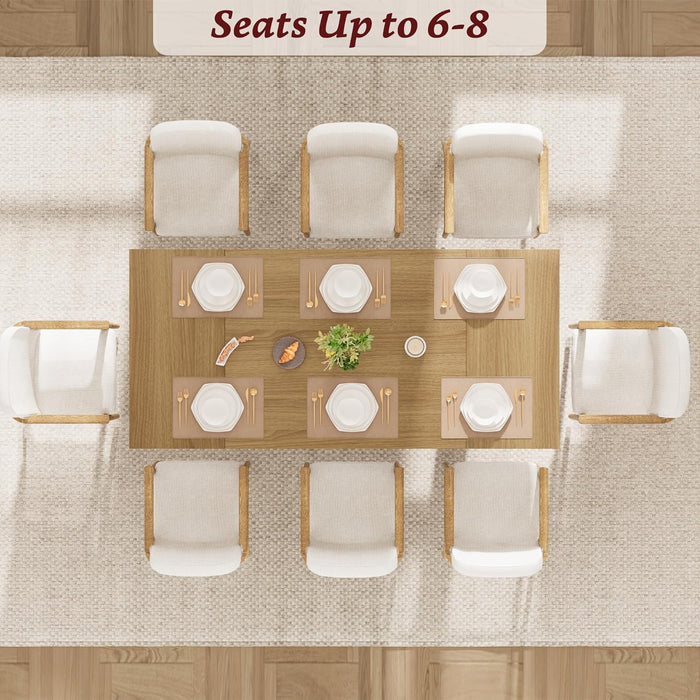 71" Large Dining Table for 6 to 8 People, Modern Dinner Table with Unique Wooden Legs, Rectangle Dining Table for Kitchen, Dining Room & Living Room, Oak