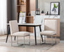 Upholstered Modern Dining Chairs Set of 2 Linen Mid Century Dining Room Chairs Armless Side Chair Comfy Kitchen Chairs with Chrome Metal Base for Living Room/Kitchen,Cream,2Pcs