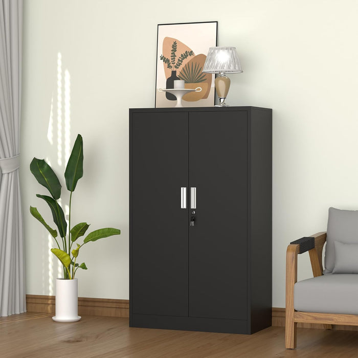 Locking Black 53Inch Industrial Metal Storage Cabinet