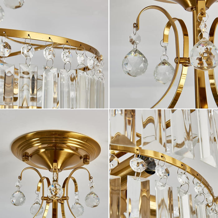 Crystal Gold Five Light Chandelier Ceiling Fixture