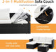 4 Pieces Patio Furniture Set, 2-In-1 Convertible Sectional Sofa & Chaise Lounge, All-Weather Wicker Rattan Sofa Couch with Cushions & Coffee Table for Yard, Garden, Porch, Poolside (Beige)