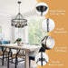 Black Farmhouse Chandelier, 6-Light Rustic Chandeliers for Dining Room Light Fixture, Drum Chandelier round Pendant Light, Hanging Kitchen Island Lighting for Living Room, Entryway, Foyer