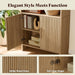 71" Modern Bookcase Set of 2 with Storage Cabinet & Fluted Doors | 6-Tier Bookshelf with 3 Adjustable Shelves, Wood Curved Display Cabinet for Living Room, Dining Room, Home Office, Natural