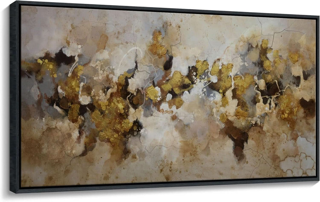 YDSUNE Large Abstract Wall Art - Modern Minimalist Decor Brown Yellow Canvas Picture,Texture Artwork Minimalist Painting for Living Room Decoration 24×48 Inches