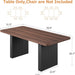 Modern Dining Table for 6-8, 71" Rectangular Farmhouse Kitchen Table with 3.6"×22.9" Black Fluted Wave Metal Legs & Wooden Top, Large Dining Table for Home Office, Dining, Walnut