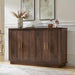 Modern Sideboard Buffet Cabinet with Storage, Walnut | Fluted Coffee Bar Cabinet with 4 Doors & Adjustable Shelves for Kitchen, Dining Room, Living Room & Hallway