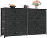 Black Oak Dresser with 8 Fabric Drawers & TV Storage