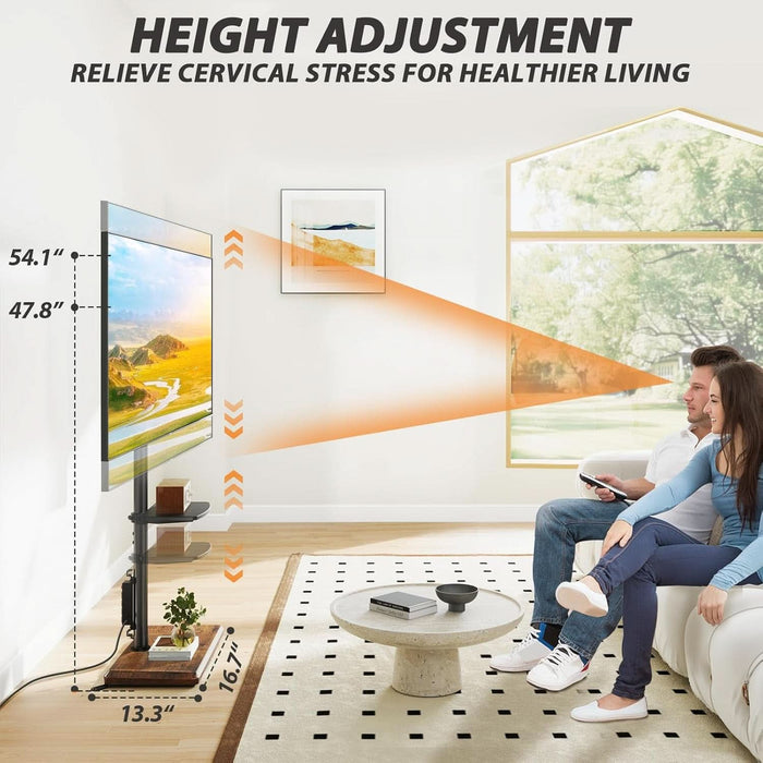 Floor TV Stand with Power Outlet, TV Mount Stand for 32-60 Inch Tvs up to 88 Lbs, Swivel TV Stand Mount with Height Adjustment and Safety Wood Base for Office, Corner, Max VESA 400X400Mm