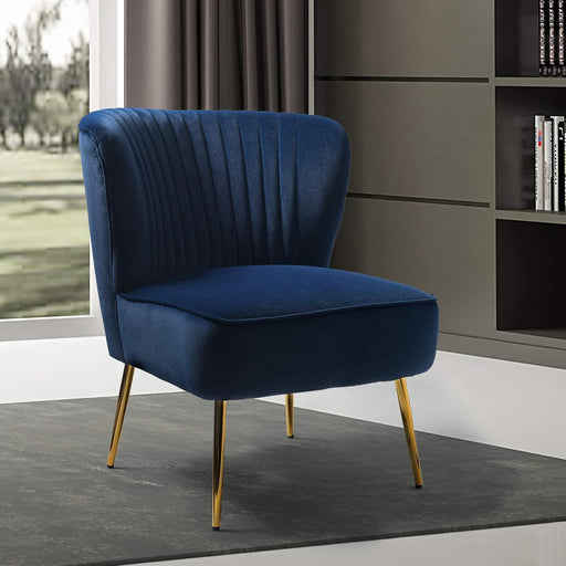 Navy Velvet Wingback Upholstered Chair Gilded Legs