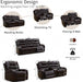 Living Room Furniture Set, Power Reclining Sofa Set, Air Leather Recliners with Built-In USB Ports and Storage Console, LED Reclining Couch Set for Living Room (Wine, Sofa Loveseat Chair)