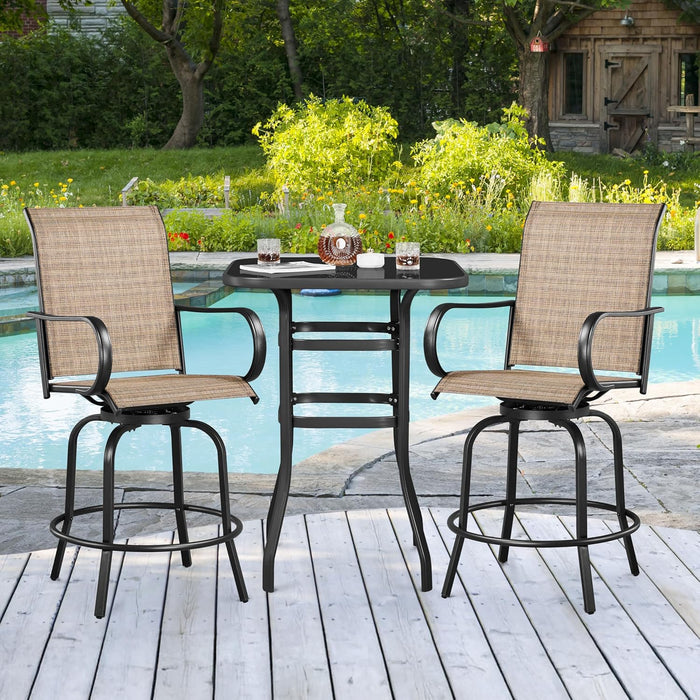 Patio Swivel Barstools Outdoor Chairs Set of 4, High Bistro Stools Outdoor Furniture, All-Weather Patio Stools for Outside, Beach, Lawn, Poolside and Garden, Black/Brown