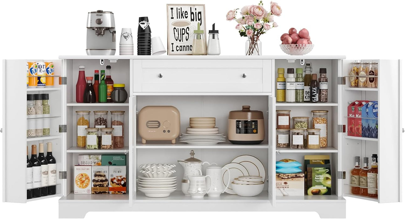 White Buffet Cabinet With Expansive Storage Drawers