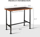 DIY Industrial Design Pipe Dining Table Casual Pub BAR Laptop Table Modern Studio Wood and Metal Rectangular Dining Table Homeoffice Desk Breakfast High Bar Table Brown Desktop 47.3" × 23.6"